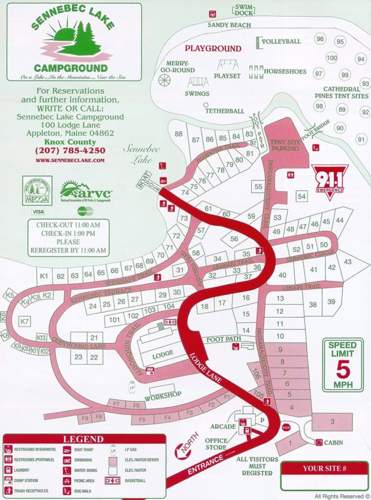 Sennebec Lake Campground Map